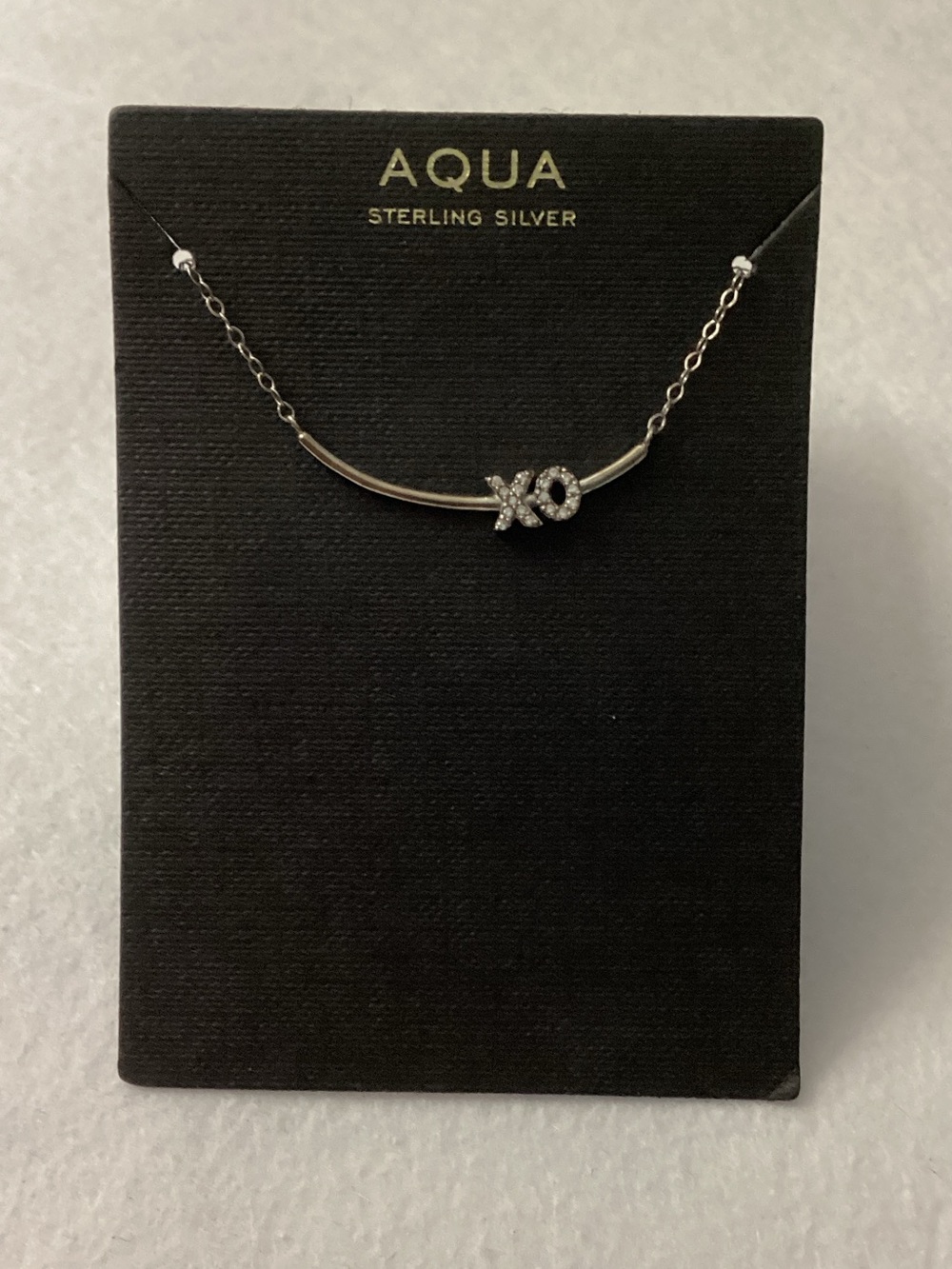Aqua Silver ‘XO’ Bar Necklace with Sparkling Accents